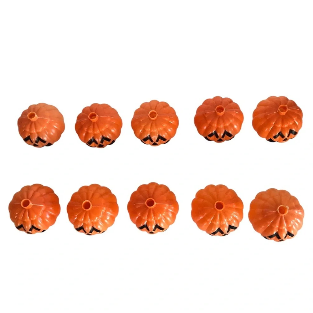 VINTAGE 80s 90s Jackolantern Pumpkin Blow Mold Plastic Light Covers Set of 10